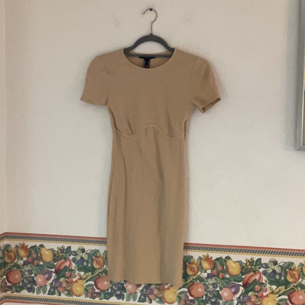 Forever 21 Ribbed Knit Bodycon Mini Dress, Size S, Tan